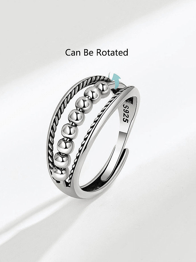 925 Sterling Silver Bead Geometric Vintage Stackable Ring