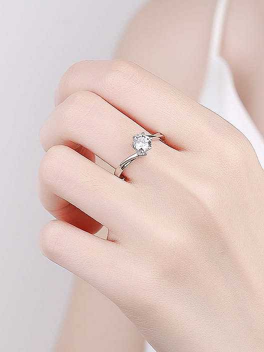 925 Sterling Silver Moissanite Geometric Dainty Band Ring