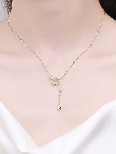 925 Sterling Silver Cubic Zirconia Tassel Minimalist Necklace