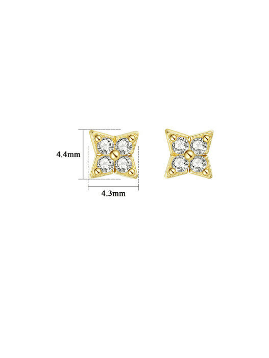 925 Sterling Silver Cubic Zirconia Geometric Minimalist Stud Earring