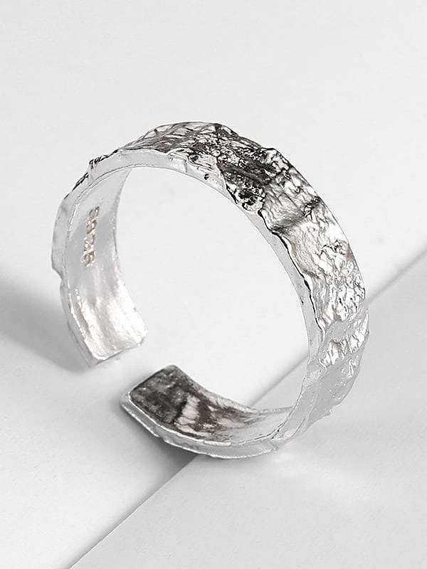 Anel de banda minimalista geométrico de prata esterlina 925