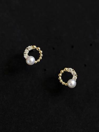 Boucles d'oreilles vintage en forme de perle d'imitation en argent sterling 925