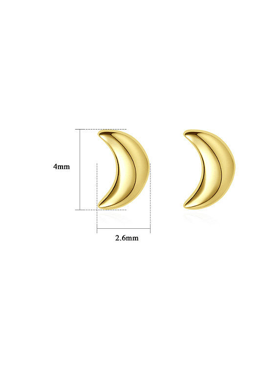925 Sterling Silver Moon Minimalist Stud Earring