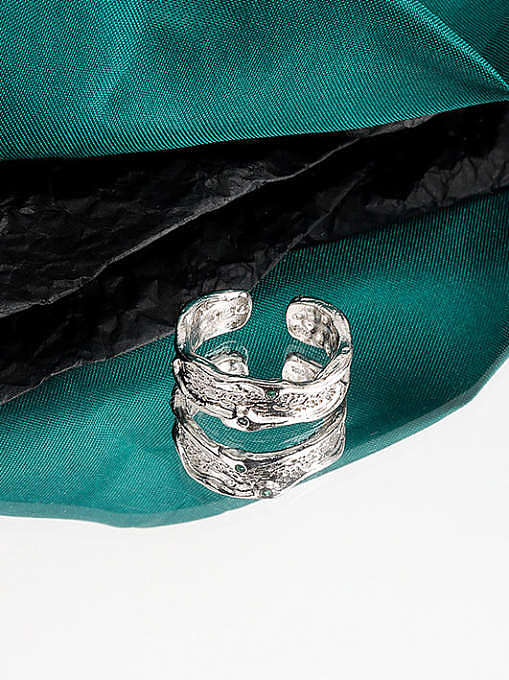 خاتم من الفضة الإسترليني عيار 925 بحجر الراين بتصميم هندسي عتيق
