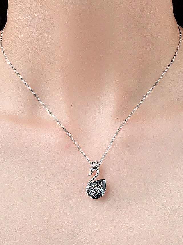 925 Sterling Silver Cubic Zirconia Swan Dainty Necklace