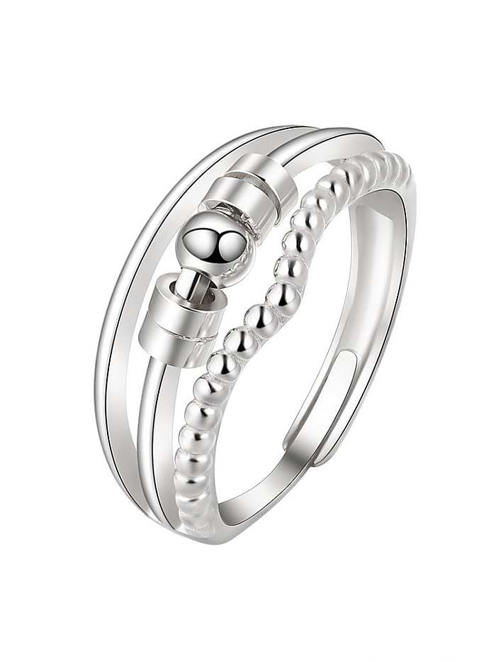 Geometrischer, minimalistischer, stapelbarer Ring aus 925er-Sterlingsilber mit rotierenden Perlen