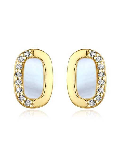 925 Sterling Silver Shell Geometric Minimalist Stud Earring