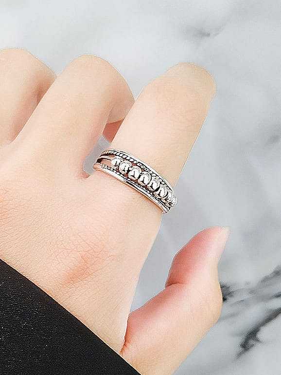 925 Sterling Silver Bead Geometric Vintage Stackable Ring