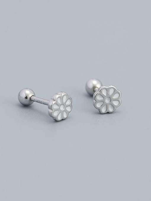 925 Sterling Silber Emaille Blumen minimalistischer Ohrstecker