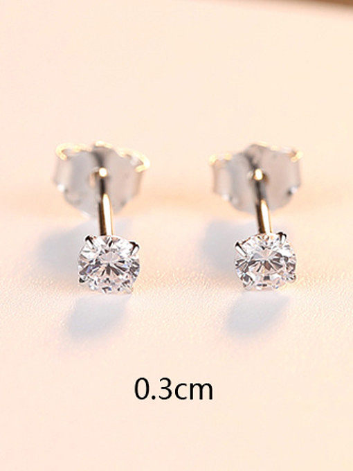 Sterling silver simple four-claw punching piece 3mm 4mm 5mm 6mm zircon earrings