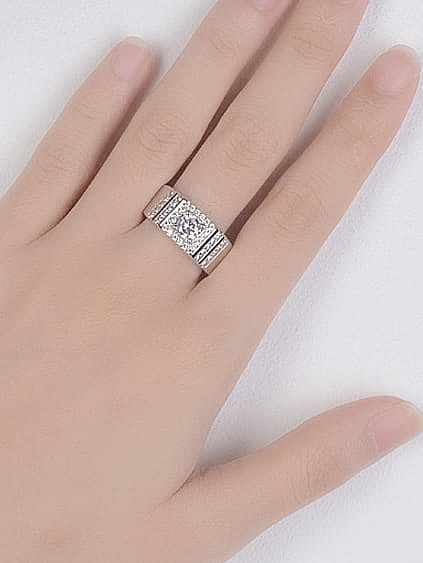 925 Sterling Silver Cubic Zirconia Geometric Dainty Men Band Ring