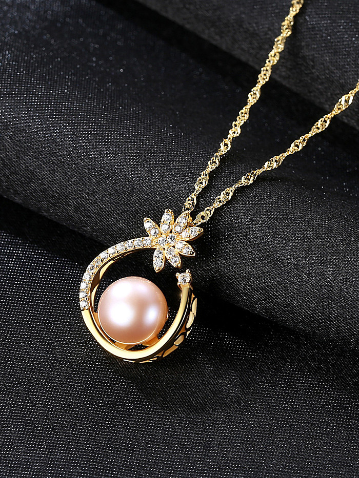 Pure Silver AAA zircon Natural Freshwater Pearl Pendant Necklace