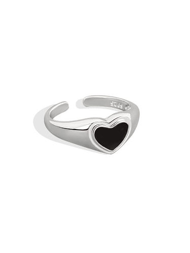 925 Sterling Silver Acrylic Heart Minimalist Band Ring