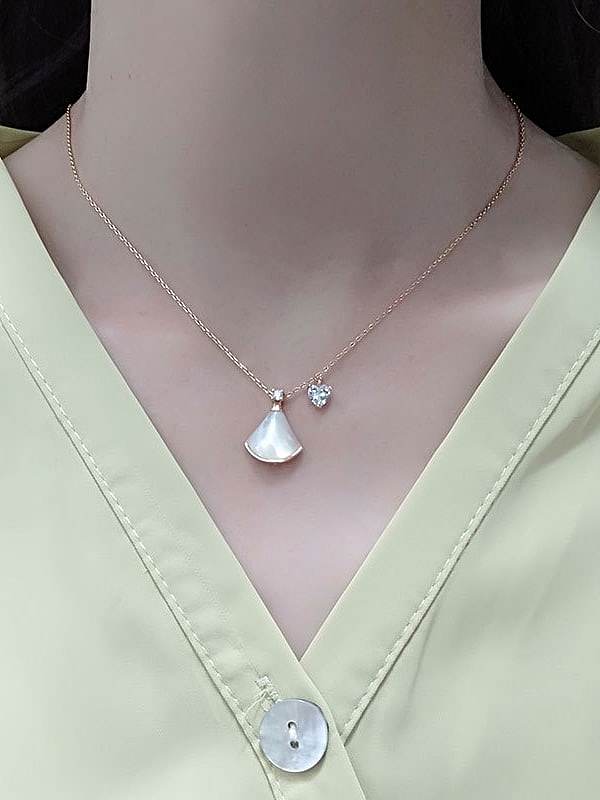 925 Sterling Silver Shell Geometric Minimalist Necklace