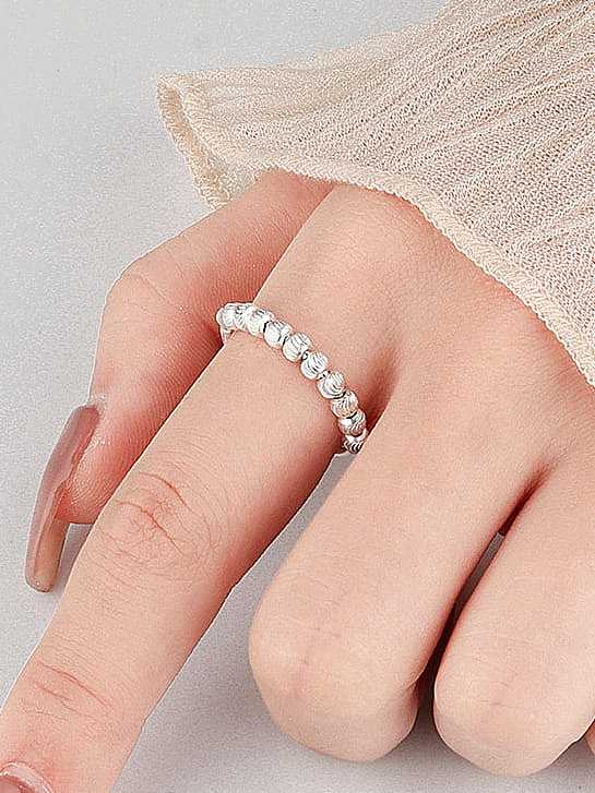 Bague minimaliste géométrique en argent sterling 925 avec perle rotative