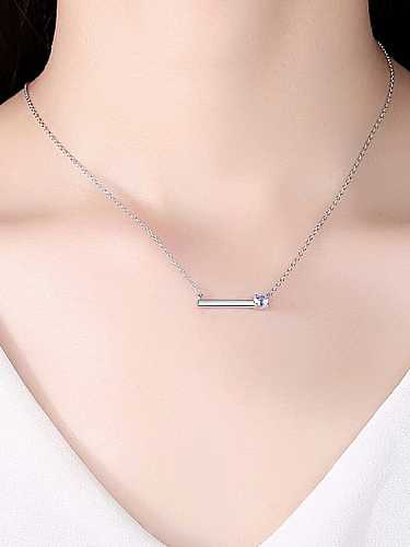 925 Sterling Silver Cubic Zirconia Geometric Minimalist Necklace