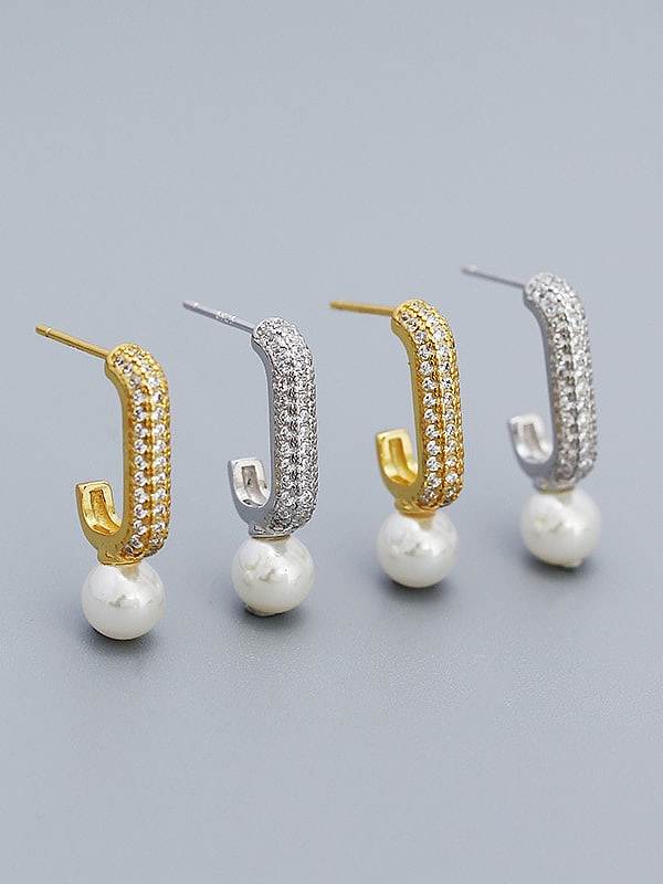 925 Sterling Silver Cubic Zirconia Geometric Minimalist Stud Earring