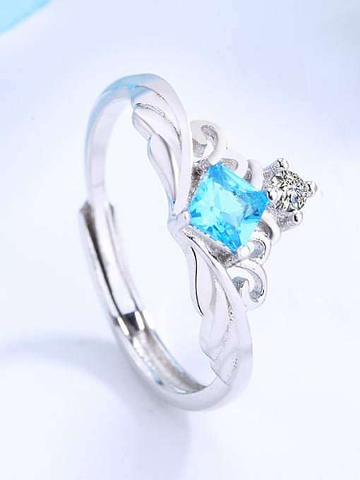 925 Sterling Silver Enamel Cubic Zirconia Irregular Minimalist Couple Ring