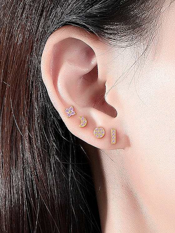 925 Sterling Silver Asymmetrical Irregular Cute Stud Earring