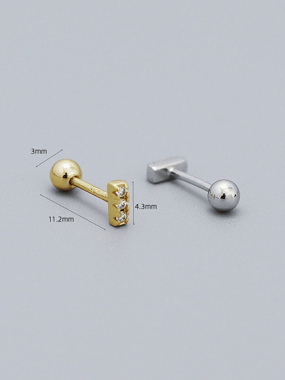 925 Sterling Silver Cubic Zirconia Geometric Minimalist Stud Earring