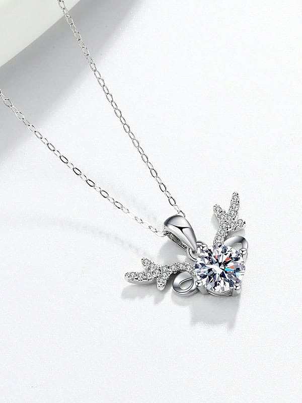925 Sterling Silver Moissanite Deer Dainty Necklace