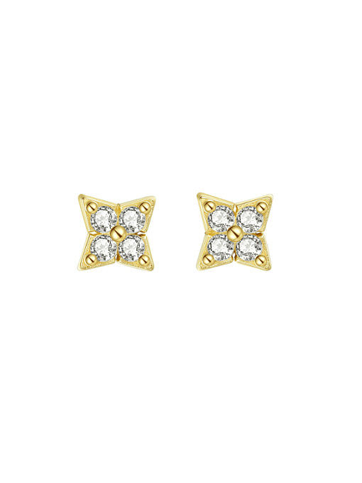 925 Sterling Silver Cubic Zirconia Geometric Minimalist Stud Earring