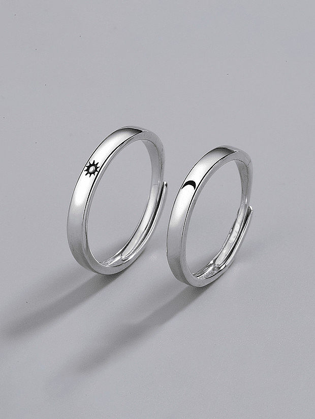 925 Sterling Silver Moon Minimalist Couple Ring