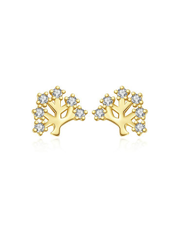 925 Sterling Silver Cubic Zirconia Tree of Life Dainty Stud Earring