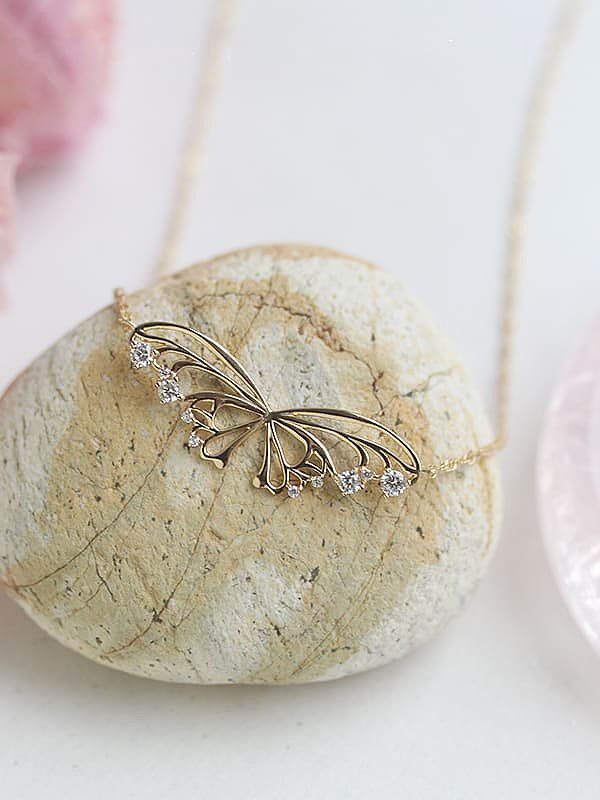 Collier minimaliste papillon creux en argent sterling 925