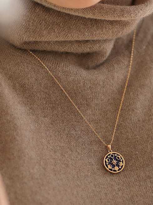 925 Sterling Silver Enamel Geometric Vintage Necklace