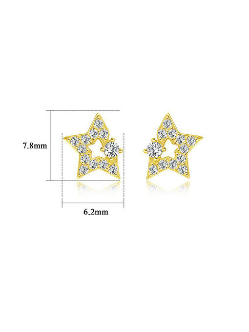 Pendiente de tuerca minimalista de estrella asimétrica de circonita cúbica de plata de ley 925