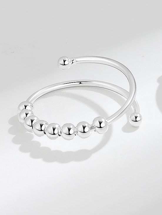 Anel de miçangas geométricas minimalistas giratórias de prata esterlina 925