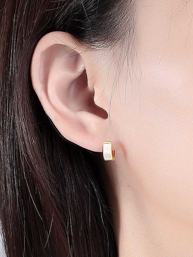Geometrischer minimalistischer Huggie-Ohrring aus 925er Sterlingsilber mit Emaille