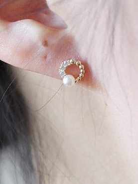 Boucles d'oreilles vintage en forme de perle d'imitation en argent sterling 925