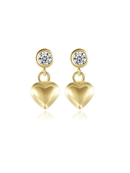 925 Sterling Silver Cubic Zirconia Heart Minimalist Drop Earring