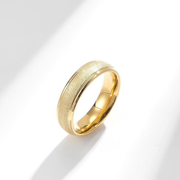 خاتم من الذهب عيار 18 قيراط مطلي بالذهب عيار XNUMX قيراط من الفولاذ المقاوم  للصدأ بتصميم بسيط - Jewenoir