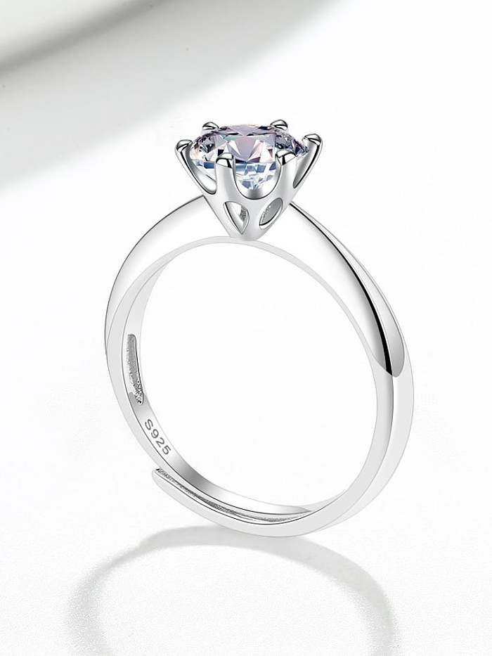 925 Sterling Silver Moissanite Geometric Cute Band Ring