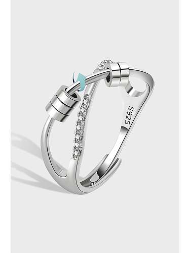 925 Sterling Silver Cubic Zirconia Rotate Cross Minimalist Stackable Ring