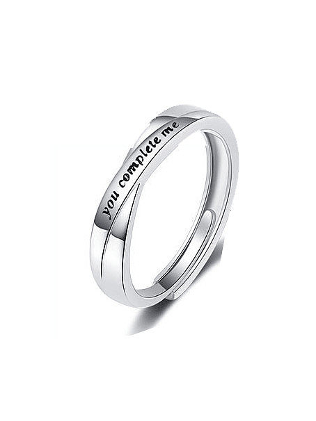 925 Sterling Silver Letter Minimalist Couple Ring
