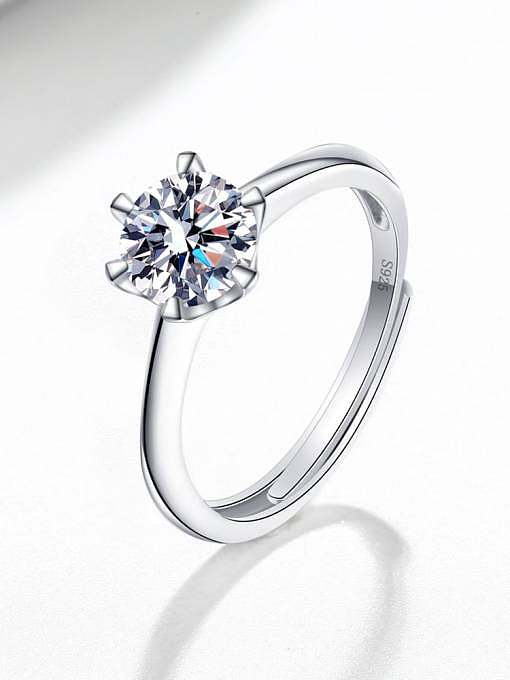 925 Sterling Silver Moissanite Geometric Cute Band Ring