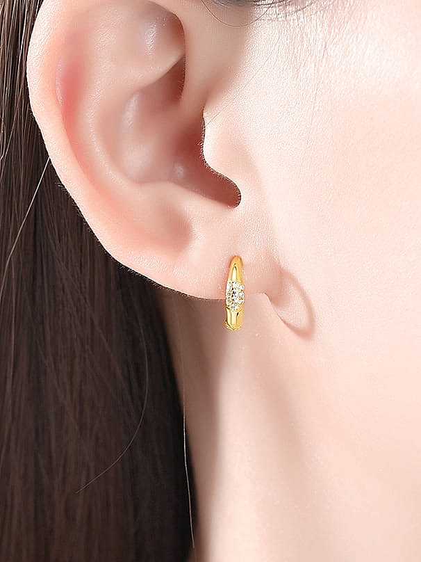 925 Sterling Silver Cubic Zirconia Geometric Minimalist Huggie Earring