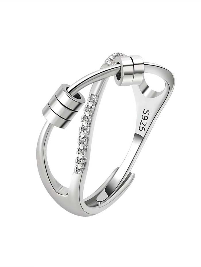 925 Sterling Silver Cubic Zirconia Rotate Cross Minimalist Stackable Ring
