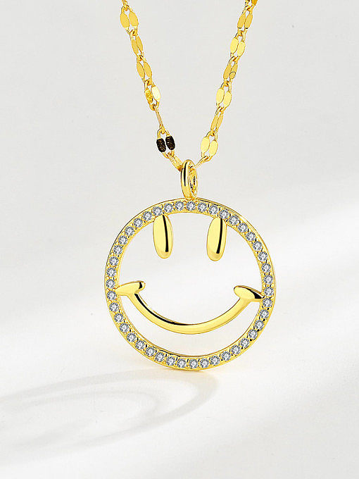 Collier minimaliste Smiley en argent sterling 925 avec zircon cubique