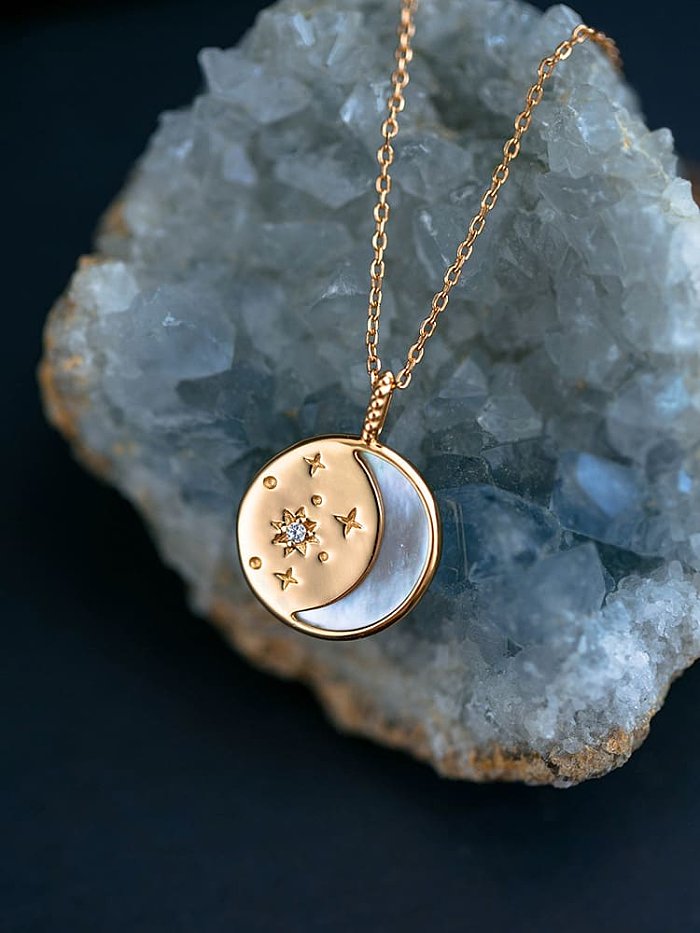 925 Sterling Silver Shell Moon Dainty Necklace