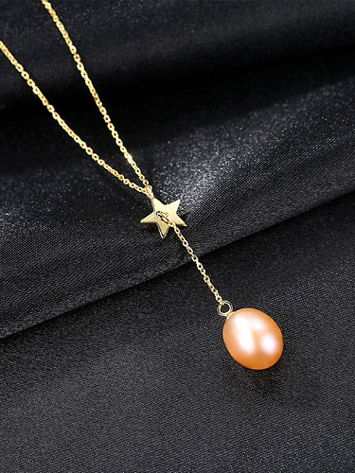 Sterling silver freshwater pearl star necklace