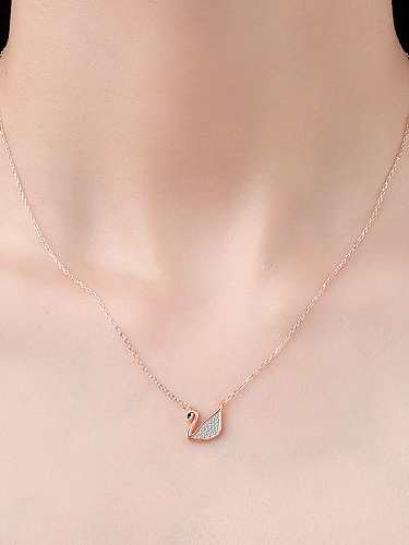 925 Sterling Silver Cubic Zirconia Minimalist Swan Pendant