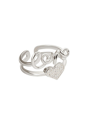 Minimalistischer stapelbarer Ring aus 925er Sterlingsilber mit Zirkonia-Herz