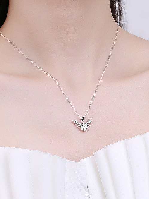 925 Sterling Silver Moissanite Deer Dainty Necklace