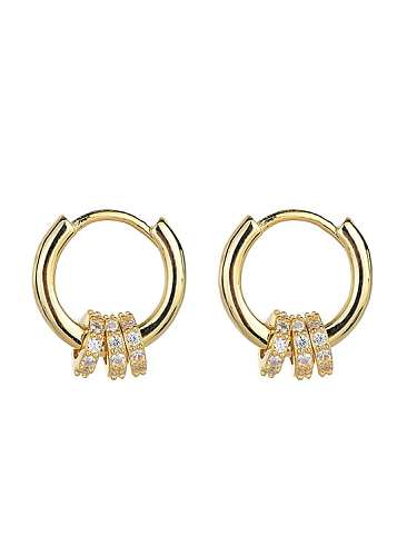 925 Sterling Silver Geometric Classic Hoop Earring with cz