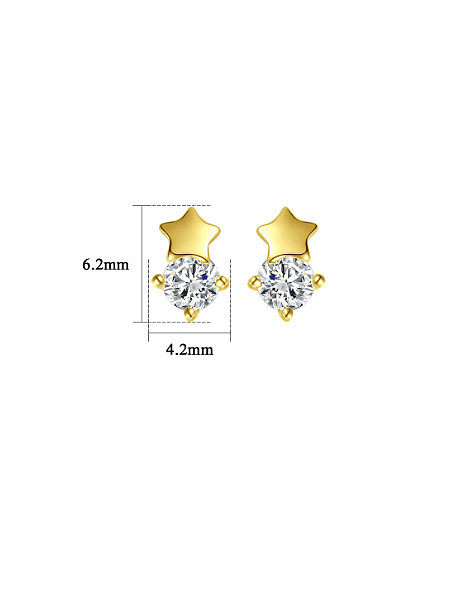 925 Sterling Silver Rhinestone Pentagram Minimalist Stud Earring